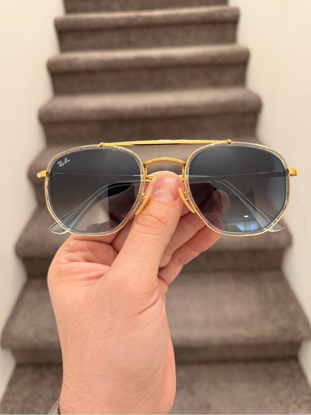 NEW Ray-BanTHE MARSHAL II SUNGLASSES ARISTA GOLD / BLUE GRADIENT RB3648 52-23
